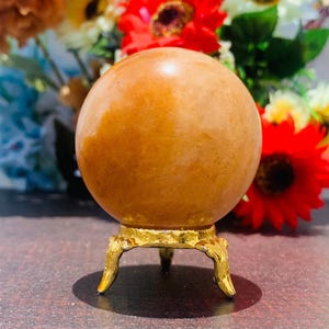 Small 56MM MM Natural Golden Quartz  Metaphysical Healing Stone Sphere Ball | Meditation | Orange quartz Sphere Ball