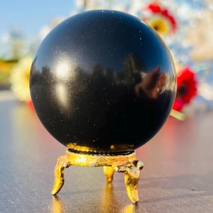 60MM Natural Black Obsidian Sphere | Handmade Sphere ball | Metaphysical Energy Healing Crystal