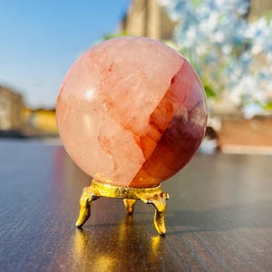 62MM Natural Red Fire Quartz  Metaphysical Meditation Healing stone Sphere Ball