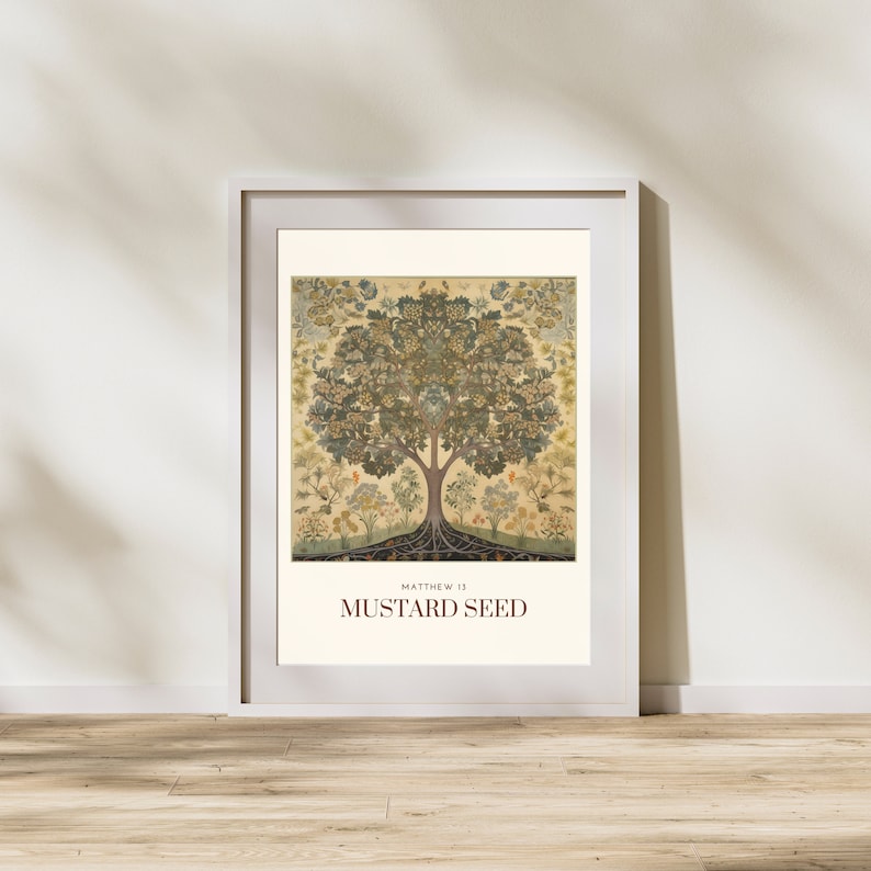 Mustard Seed Parable Art, Bible Art, Christian Art, Jesus Art, Wall Art ...