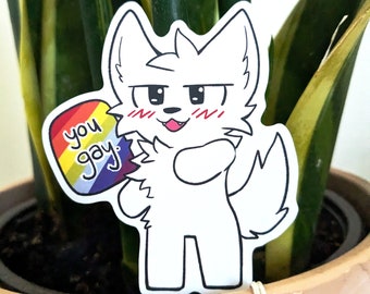 YOU GAY - Furry Boykisser Vinyl Sticker 3''