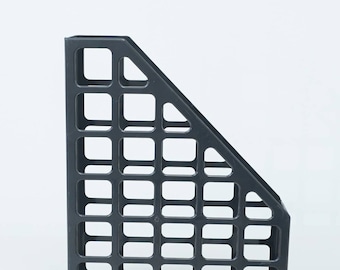 Organizador de archivos de plástico negro de los años 80 con diseño de cuadrícula de Eldon