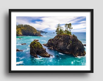 Impresión de paisaje oceánico de la costa de Oregón, arte de pared imprimible, fotografía de naturaleza real, descarga digital.
