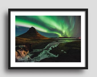 Northern Lights in Iceland, Auroras Printable Wall Art,  Real Nature Photography, Digital Download.
