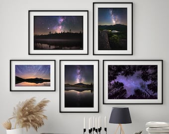 Astrophotography Collage Set, Milky Way and Starry Nights, Printable Wall Art,  Real Nature Photography, Digital Download.