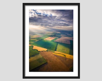 Ukraine Countryside Farmland Aerial View, Printable Wall Art,  Real Nature Photography, Digital Download.