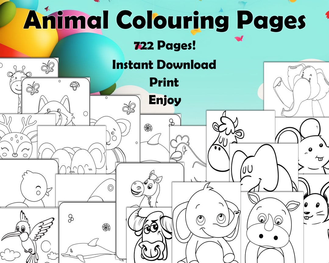 722 Children's Colour Pages Animal Colouring Pages Etsy