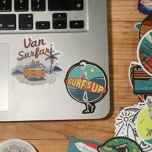 Pegatina para portátil Surf | Maleta adhesiva impermeable | Calcomanía de vinilo | Etiqueta engomada del equipaje | Calcomanía | Botella para beber | Agenda y Álbum de Recortes | Diario de viaje