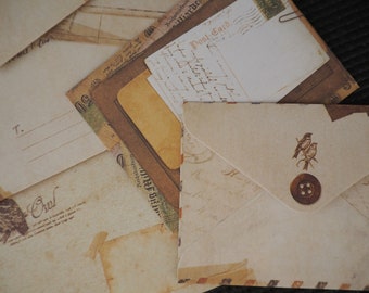 Enveloppes vintage Mini | Enveloppe cadeau 6 pièces | Papier kraft | papeterie de style vintage | Journal de balle de scrapbooking | Cadeau et cadeau