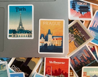 Reis en Bestemming Stickers voor Laptop of Waterfles, Europa, New York en Azië Wereld Sticker Giftset 50 Stuks, Koffer Decoratie Creatief