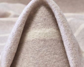 Light Wool Blanket, Striped Throw, pigeon grey or black