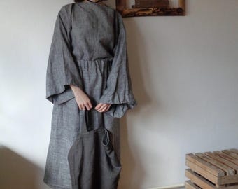 extra large wool-linen tote, shoulder bag // antracite, chambray, melange or choco brown, ready to ship