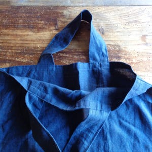 light linen tote // large, dark blue, ready to ship