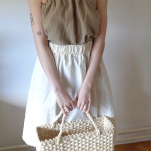 soft hemp-cotton skirt // elastic waist, short, creme, ready to ship