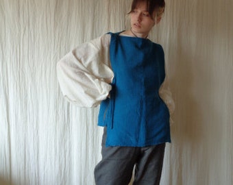 soft double gauze / cotton muslin vest // petrol, with side ties, ready to ship