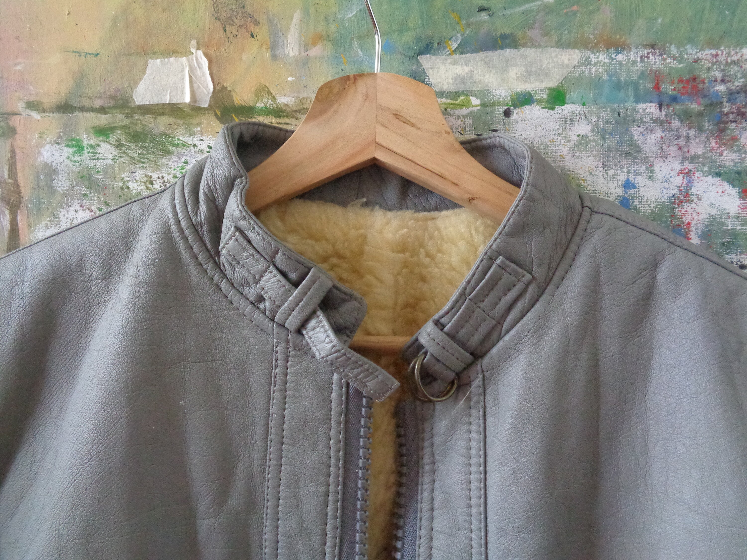 Gray leather jacket Etsy Mexico