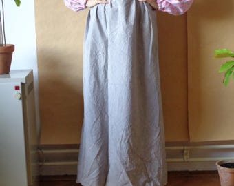 Gonna lunga in cotone grezzo tinto con erbe, elastico in vita, grigio