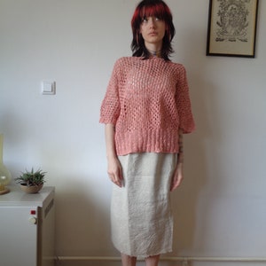 light hemp skirt // elastic waist, midi, natural, slim, ready to ship