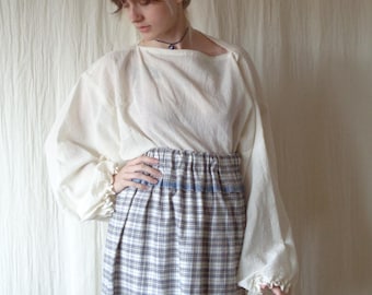 Blusa de algodão orgânico feita sob encomenda, vestido túnica de manga comprida