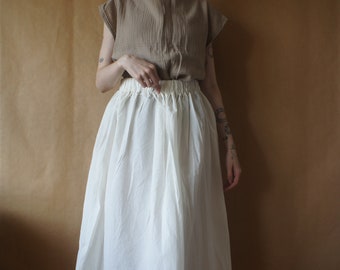 light organic cotton skirt // elastic, with belt, can be also used as a dress, ready to ship