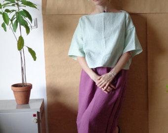 muslin / double gauze top / sweater // mint, short sleeves, kimono, ready to ship