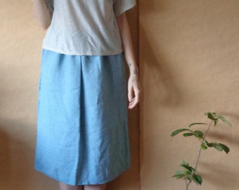 falda de lino suave // cintura elástica, azul claro, lista para enviar