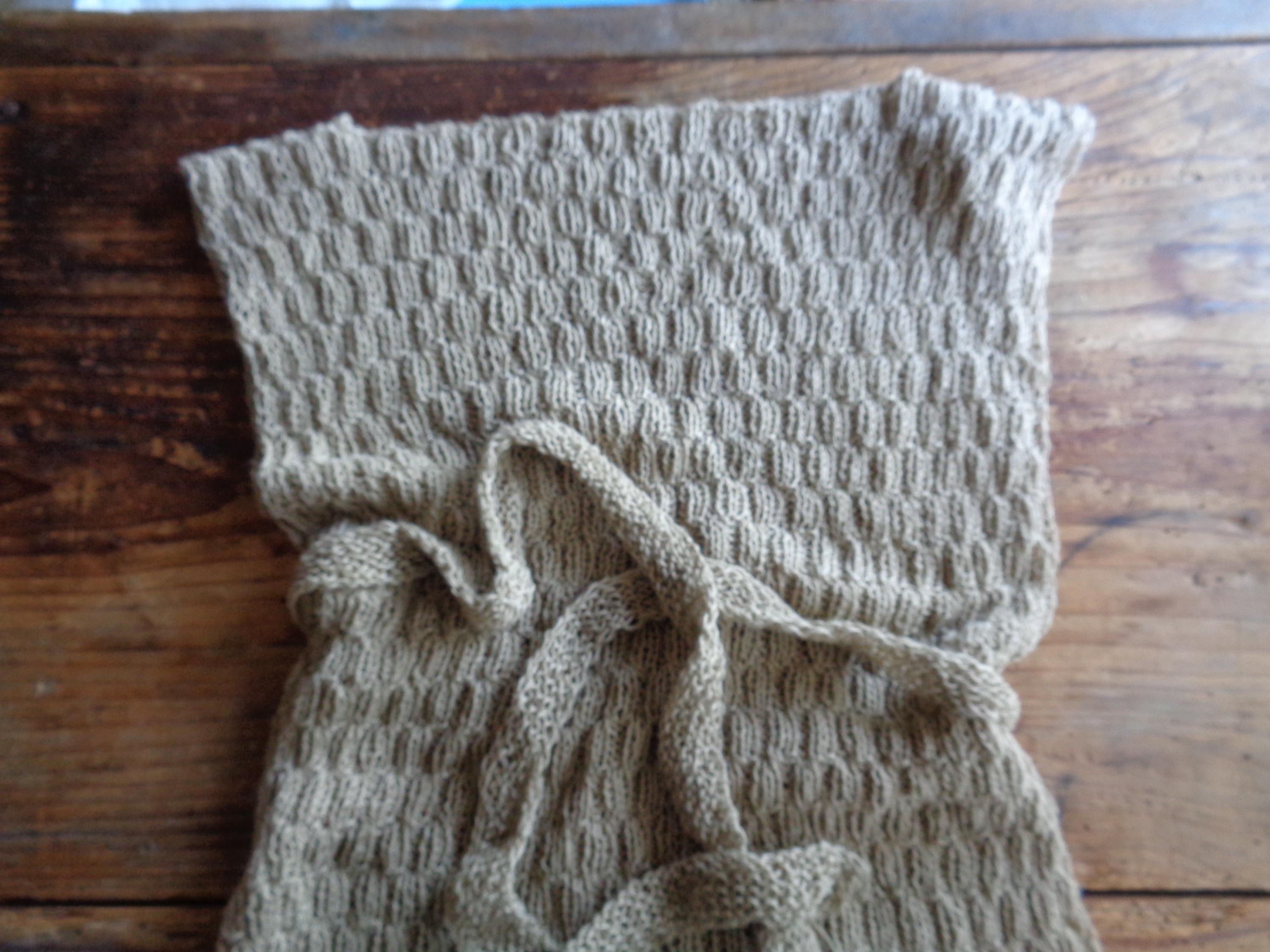 Hand-knitted Hemp-cotton Vest, Sand Color, Belted - Etsy