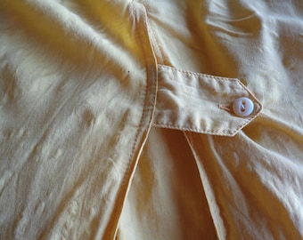 Vintage Yellow Crepe Blouse, 80s Cotton-Poly Blend