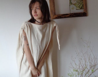 organic tripple cotton organic gauze dress // heavy, undyed, natural, sleeveless, made to order