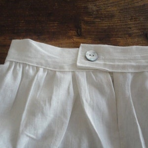 white linen skirt with button // midi, snow white, ready to ship