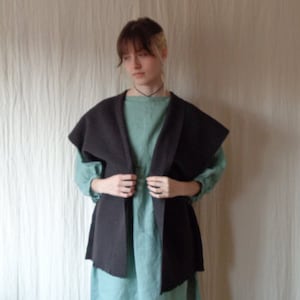 organic wool felt vest // long, choco brown, ready to ship