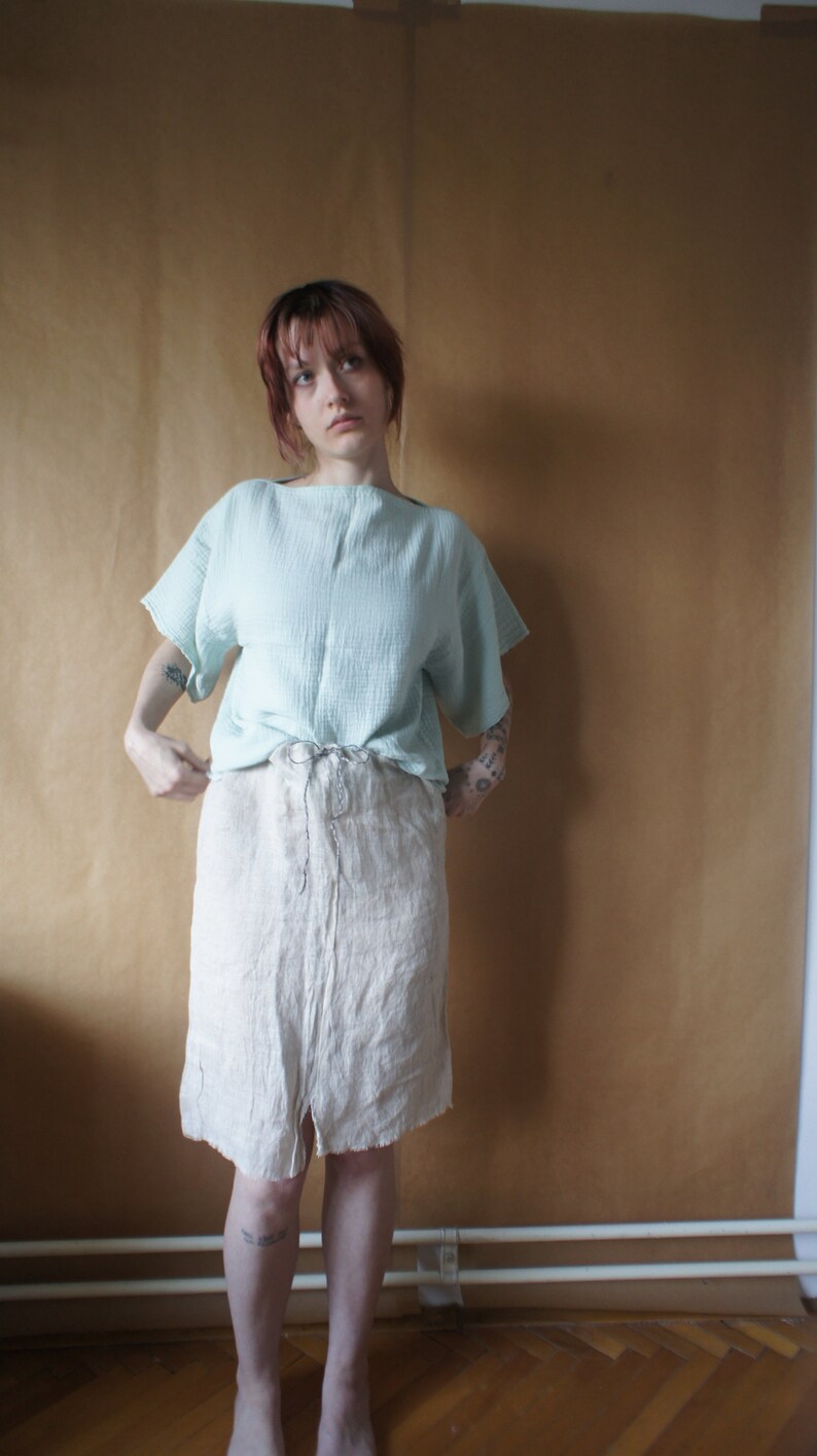muslin / double gauze top / sweater // short sleeves, wide, mint green, ready to ship image 6