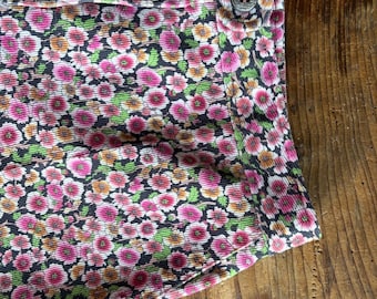 Pantalones de poliéster con estampado floral de los años 70, cintura alta, corte A y bolsillos