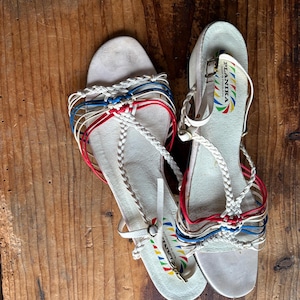Sandales Vintage Années 80 Shalako - Cuir Blanc Style Gladiateur - Taille 40 - Neuf Sans Emballage