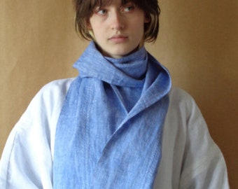 soft linen scarve // cobalt blue, long, wide, ready to ship