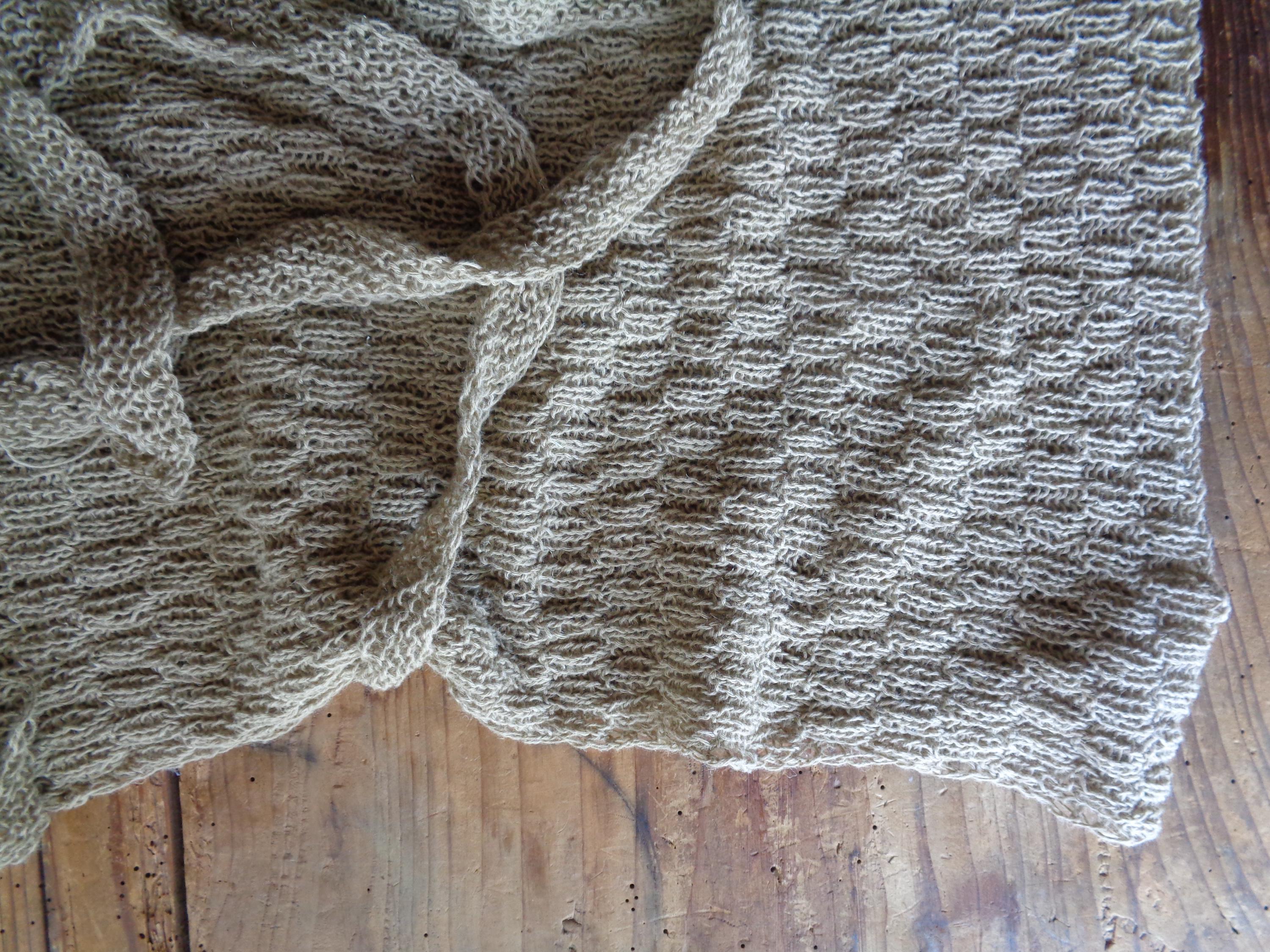Hand-knitted Hemp-cotton Vest, Sand Color, Belted - Etsy