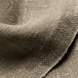 May include: Close-up of a textured, woven fabric in shades of tan and beige. The fabric has a coarse, irregular weave, with visible fibers and a slightly uneven surface. The folds and shadows create depth and texture.