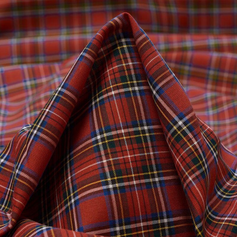 Blusa xadrez de algodão sem mangas, decote canoa, feita sob encomenda. red tartan