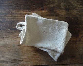 Rough Handmade Hemp, Linen or Raw Silk Exfoliating Wash Mitten, Spa Skin Care