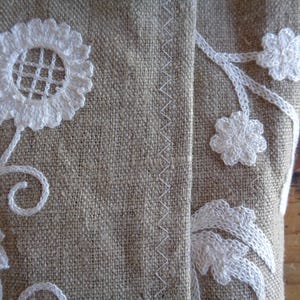 extra heavy embroidered LINEN curtain panels // hand-made from natural linen with cotton embroidery, made to order, some black out effect