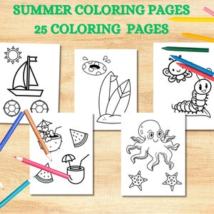 Summer Coloring Pages for Kids, Coloring Book Printable, Coloring pages adult, Summer activities, Instant Download, USA Shop