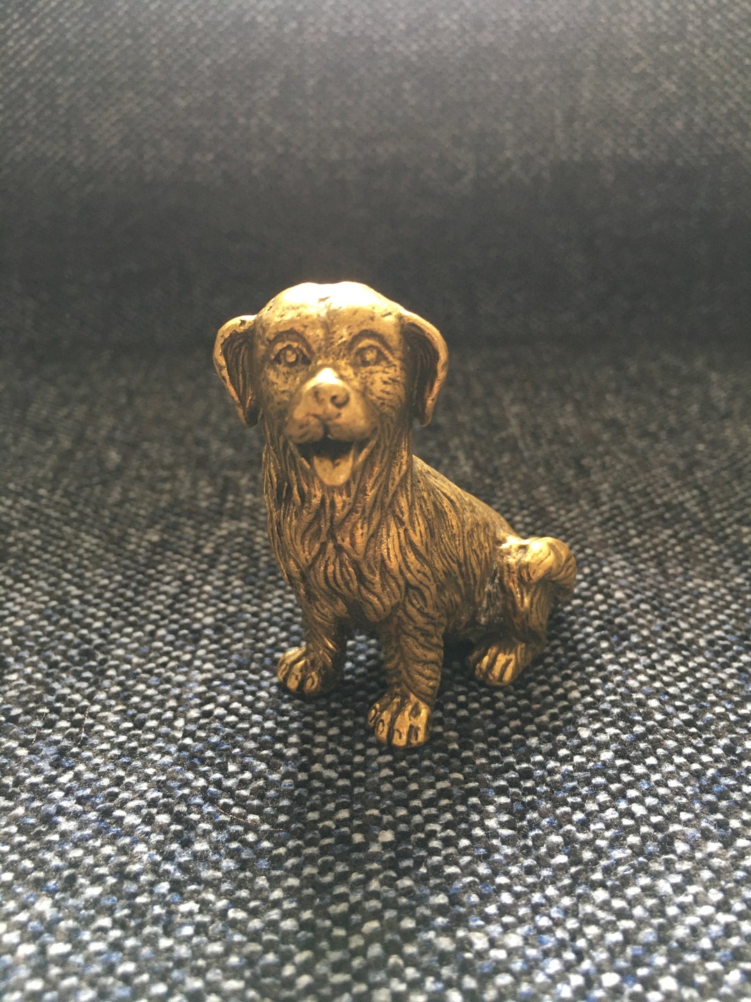 Vintage Style Brass Dog Statue Sitting Dog Ornament Statue Etsy