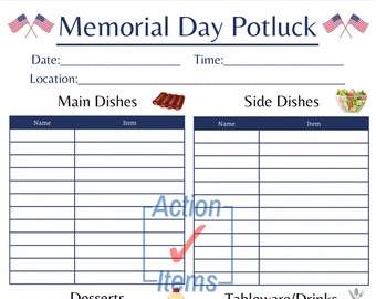 Memorial Day Potluck Planner