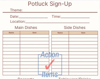 Printable Potluck Sign Up Sheet Beige Theme