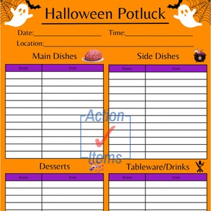 Halloween Potluck Party Planner