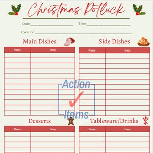 Christmas Party Potluck Planner