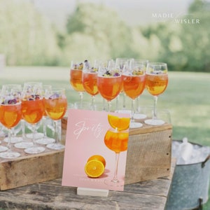 Znak Aperol Spritz | Znak Spritz | Wózek barowy | Koktajl firmowy | Specjalny koktajl | Koktajl letni | Napój weselny | Nadruk na koktajlu |