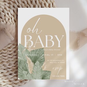 Floral Baby Shower Invitation | Neutral Flowers | Baby Shower Invitation | Baby Shower | Boho Flowers Invite |  Oh Baby Invitation