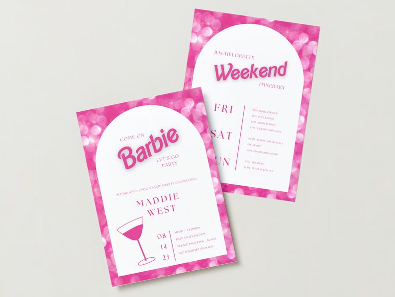 Barbie Bachelorette Invitation Barbie Invitation Barbie Etsy