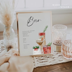 Christmas Bar Menu | Christmas Drink Sign | Holiday Drink Menu | Bar Menu Template Christmas | Editable Template | Printable Christmas Bar